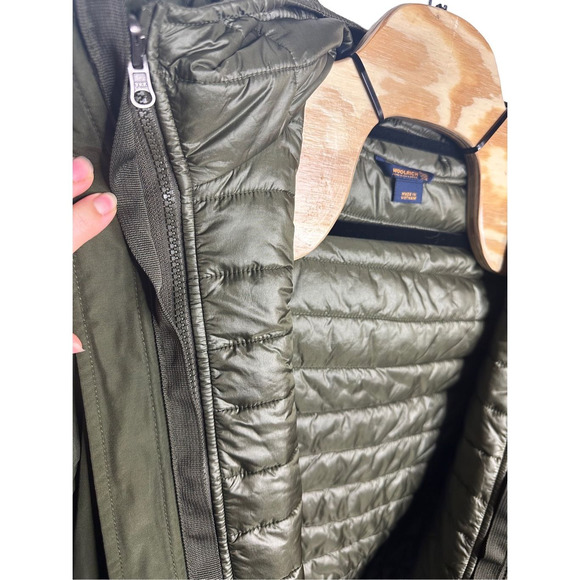 Woolrich Green Ramar Cloth Removable Down Jacket Lined Parka Size Medium Men's - Picture 10 of 16
